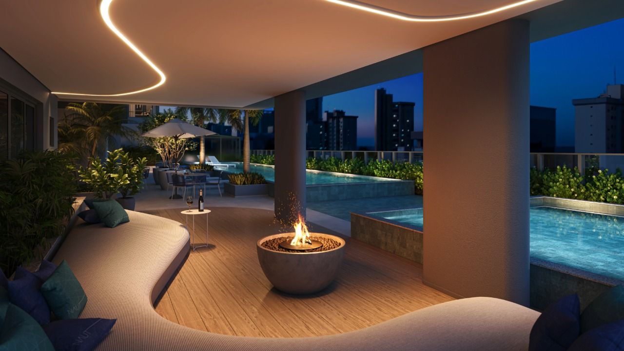 Lounge da piscina com fireplace do Naut