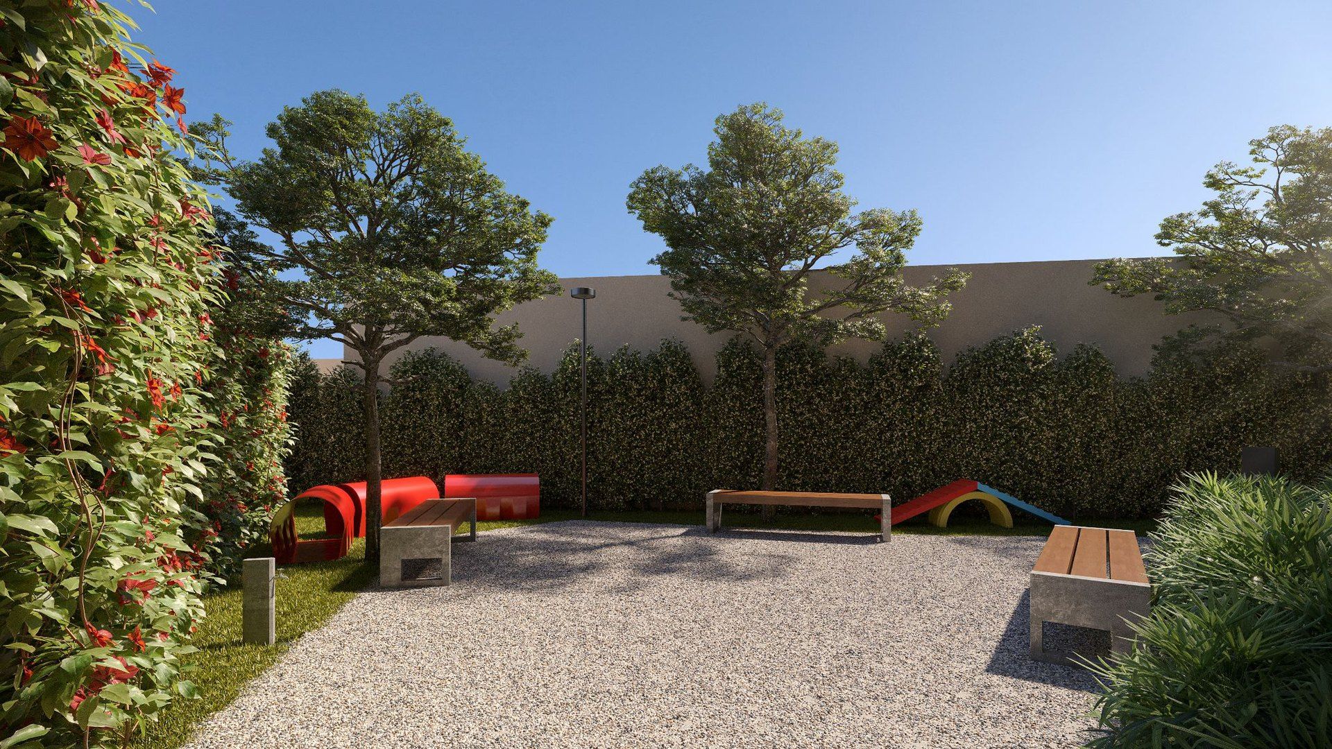 Pet place do térreo com jardim e brinquedos para cães