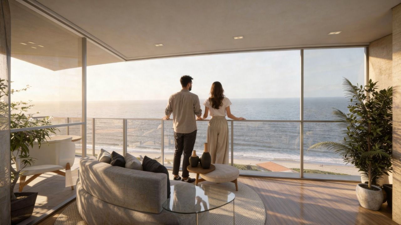 Sacada de apartamento do Itajuba Boulevard, com vista para o mar