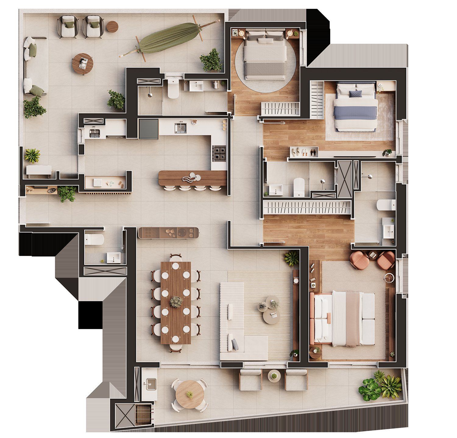 Planta do apartamento garden final 04 do Navagio Home Club