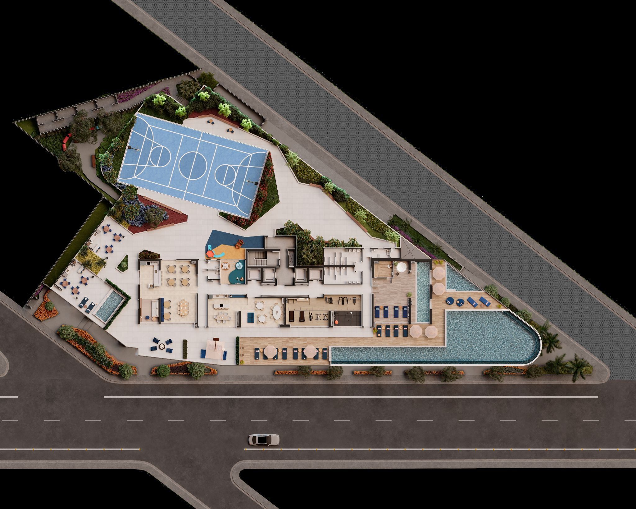 Implantação da área de lazer do 6º pavimento do Navagio Home Club