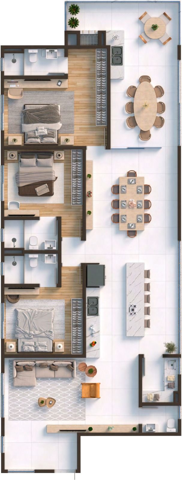 Planta do apartamento Tipo 02 do Infinity Sea and Sky